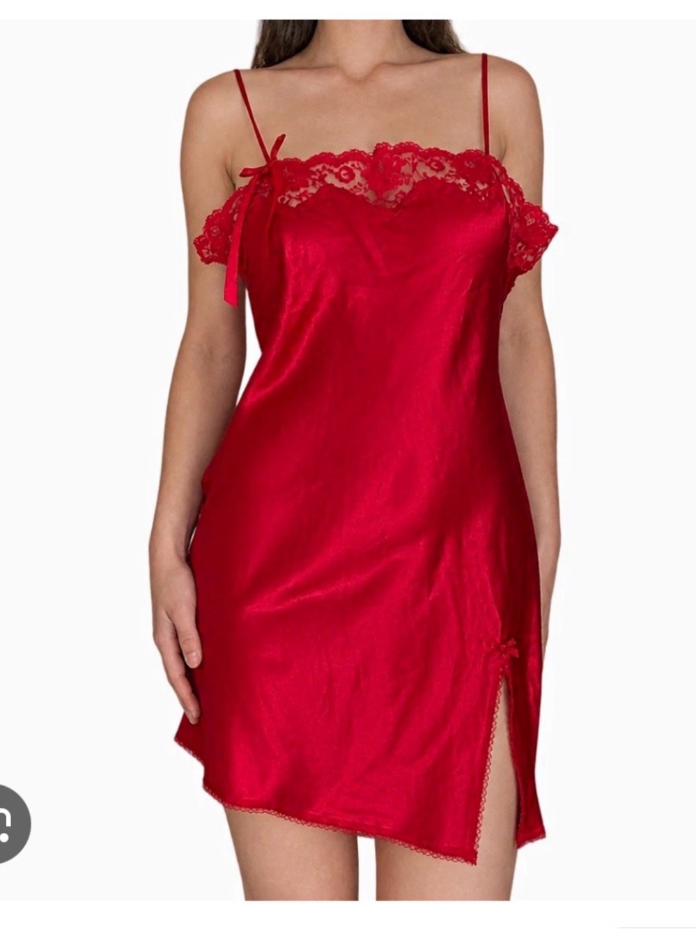 Y2K Victoria's Secret Angels Vintage Red Satin Lace Trim Slip Dress Nightie
